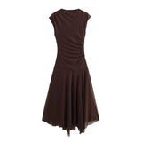 2025 Spring Pure Lust Wind Sexy U-Neck Casual Elastic Waist A-Word Dress Skirt