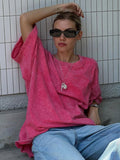 Washing Old Short-Sleeved T-Shirt 2025 Summer Relaxation Leisure Collar Water Washing Hair Short-Sleeved T-Shirt