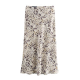 2025 Autumn New Women's Fashion Silk Silk Texture Multi-Color Printing Fan Flute Skirt