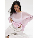 2025 Spring Summer Hollow Sweater Women In Wind Loose Knitted Long-Sleeved Cover Ice Cream Fashion
