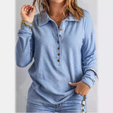 Solid Color Knitted Shirt Women's Single Buckle Collar Long Sleeves Loose Leisure Bottoming Top Autumn And Winter New
