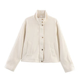Spring 2025 New Women's Velvet Texture Effect Collar Long-Sleeved Jacket Work Jacket