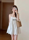 Women's Summer Pure Windy Backs And Eundressing Embroidery Sumpension Short Dresses