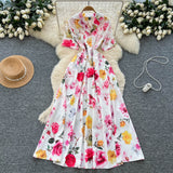 French Small Fragrant Style High-Level Sense V-Neck Metal Buckle Waist Knitted Dress Women Autumn Body Fork Long Dress