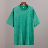 Washing Old Short-Sleeved T-Shirt 2025 Summer Relaxation Leisure Collar Water Washing Hair Short-Sleeved T-Shirt