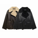 Women's 2025 Autumn And Winter New Street Fashion Fur Integrated Double-Sided Jacket