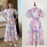 Summer Court Style High Design Feeling Heavy Industry Nail Drill Short Sleeve Single Buckle Dress + Sling