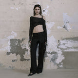 2025 Summer New Women's Clothing Sexy Pure Hot Babes Wind Inclined Irregular Design Short-Term Open-Enavel Top