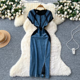 Women's Dress Dress 2025 Spring Design Sense Niche Tied With Long-Sleeved Lotle Leaves Side Irregular Loose Long Dress
