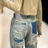 Light Blue Low-Rise Straight Tube Trousers Jeans Women's Small 2025 New Spring