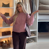 '- Soft-Cousin Short Knitted Cardigan 2025 New Loose Solid-Colored Gentle Sweater