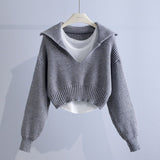 Vintage Fashion Sweater Set Women's New Deep V-Neck Collar Sweater Sling Vest Two-Piece Set In Autumn/Winter 2025