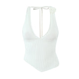 Summer New Sweet Flowers Pure Knitted Vest Sexy Hottie Repair Small Sling