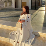 Middle Eastern Arab Women's 2025 New Dubai Abaya Loose Flare-Sleeve Bow Dress