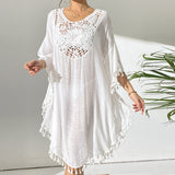 Beach Dress 2025 New Beach Hooded Hook Splicing Tunne Bikini