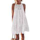 2025 Summer Sleeveless Dresses Casual Sleeveless A-Line Hierarchal Swing Vest Skirt Beach Vacation Mini