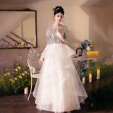 Fairy Evening Dress Dress Dress 2025 New Banquet Temperament Host Winter Adult Ceremony Student Art Evening Dress