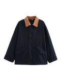 Autumn 2025 New Women's Retro Casual Clip Long-Sleeved Collage Splicing Buckle Jacket Jacket