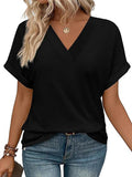 2025 New Women's Dress Casual Round Neck Striped Multi-Color Short-Sleeved Overseas Hot T-Singing T-Shirt