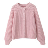 Autumn/Winter 2025 New Women's Solid-Color Casual Fashion Coarse Knit Long-Sleeved Sweater Cardigan Jacket