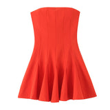 Wave Wide Swing Tear Dress 2025 Summer Sexy Shoulder Repair Short A-Word Mini-Skirt Party