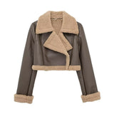 2025 New Autumn And Winter Double-Sided Locomotive Jacket Jacket Women's Short-Colored Zipper Top