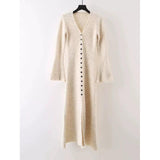 Korean Ins Design Long Sleeve V-Neck Knitted Dress Woman