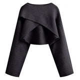 Autumn Dress 2025 New Sea-Going Cross-Sleeved Knitted Shawl Jacket Design Sweater Woman