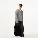 Waffle Wears Two Long-Sleeved T-Shirts For Men And Women Loosely Lazy Wind Oversize Design Sense Simple Top