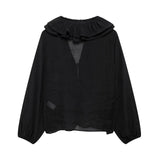 Z2025 New Women's Fashion Simple Cascade Decoration Long-Sleeved Shirt Women 8544207