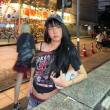 2025 Spring Women's New Street Fashion Hottie Bare Shoulder Prints Umbilly Umbilly Top Girl