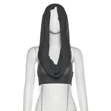Autumn 2025 Fashion Trend Women's New Hooded Sleeveless Umbilly Knitted Solid Color Sweater