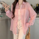 Ice Silk Cardigan Small Loose Thin Long Sleeve Sunscreen Shirt Women's Summer Design Sense Back Open Fork Shirt