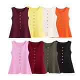 92 Gold Knitted Vest Shirt 10 Women's 041 Simple Single Buckle Fashion