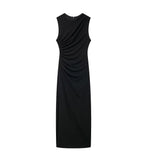 Women's Clothing 2025 Spring New Sleeveless Folding Decorative Fan Flute Dress Dress Dress