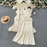 High-End Small Fragrant Style Wearing Women's Autumn Fashion Nail Ball Collar Sleeveless Knitted Dress Long Sleeve Open Shirt Coat