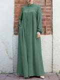 2025 New Muslim Women's Clothing Middle Eastern Arab Style Zippered Open-Shirt Into The Bag Temperament Loose Dress
