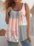 Summer Round Collar Vest New Art Splicing Pattern 3D Digital Printing Sleeveless Women's Folding Vest