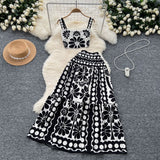 Vintage Knitted Set Women's Sleeveless Vest + Mid-Long Half-Dress Senior Geathed Two-Piece