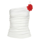 Spring/Summer 2025 New Women's Spice Girls Fashion Flowers Wearing Sexy Folds To The Back Of The Sleeveless Vest