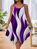 Summer 2025 Summer Fashion Swing Shoulder Strap Print Lady Large Size Dress Random Print