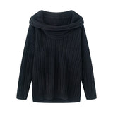 Ins Vintage Lazy Wind Word Collared Knitted Shirt 2025 Autumn New French Babes Loose Collar Sweater