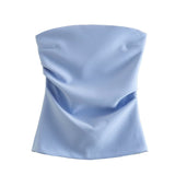 Summer Fashion Folded Women's New Trend Brag Vest Solid Color Bhise Repair Body Small Top