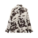 Printed Shirt Women's Skirt Set Explosive Texture Silk With Belt Animal Pattern