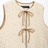 Women's Clothing 2025 Autumn And Winter New Fashion Bow Tie With Velvet Cashmeat Vest Vest
