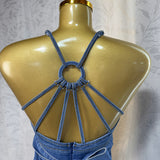 Women's Summer New Sexy Fashion V-Neck Suspension With Denim Dress Cake Dress