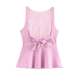Butterfly Tie With Bare Back Vest 2025 Spring Sleeveless Waist Skirt Swing Women's Top