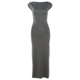 2025 Autumn Fashion Trend Women's New Short-Sleeved Round Collar Body And Hip-Back Dress