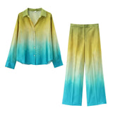 2025 Summer Tie-Dye Silk-Stained Shirt Trousers Set