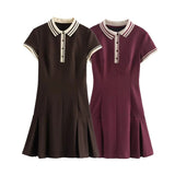 Women's Clothing 2025 Autumn Dress New Women's College Style Style Temperament Short Sleeve